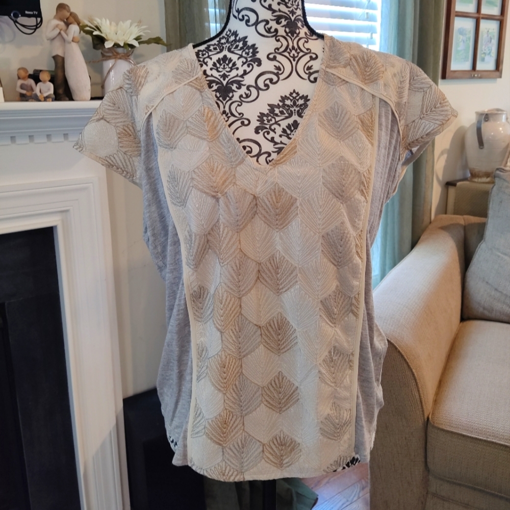 NWT Anthropologie TINY Metallic Cinched Back T-shirt